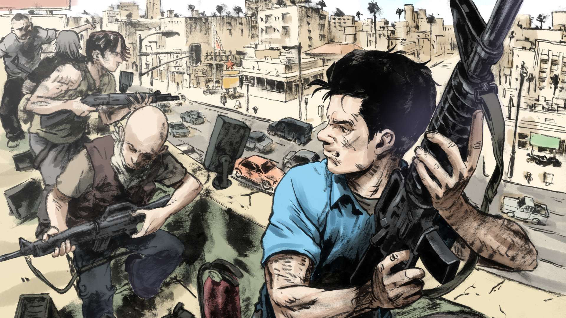 A group of Rooftop Koreans standing on a rooftop.